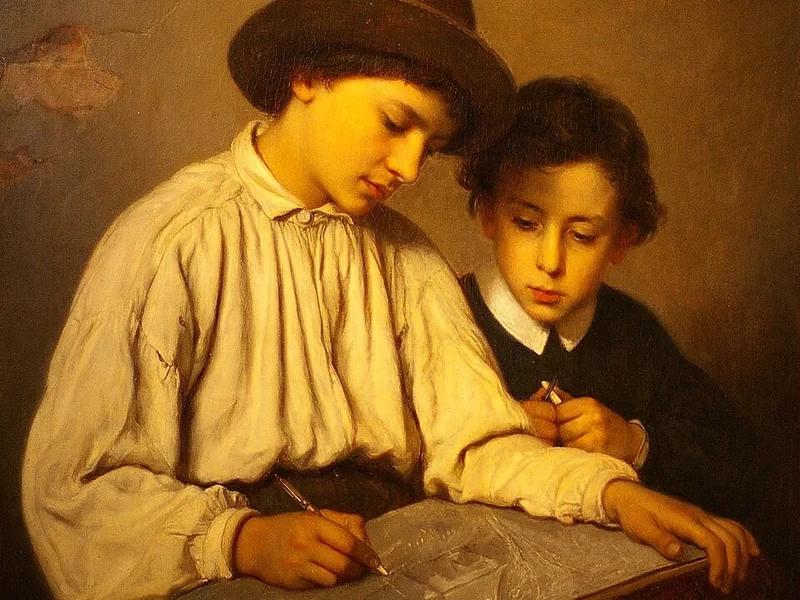 1835-Sofie Amalia Ribbing - Ragazzi che disegnano